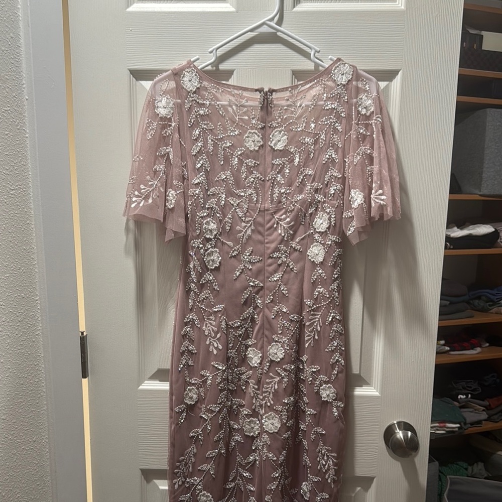 Adrianna Papell Pink Flutter Sleeve Sheath Dress